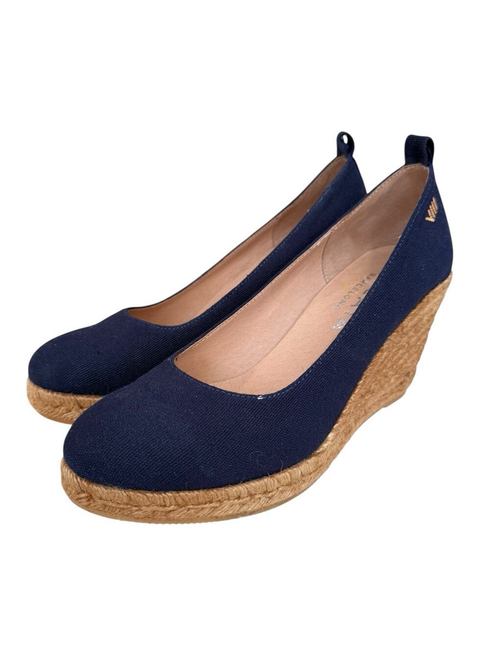 Viscata Barcelona Wedge Pumps Espadrilles Round Toe Navy Women's EU 40 Size 9